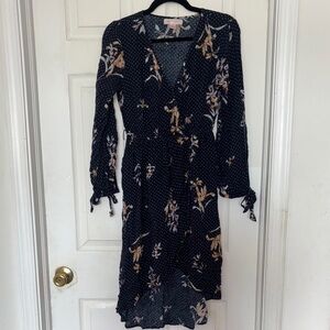 Band of Gypsies Polka Dot Floral Wrap Dress